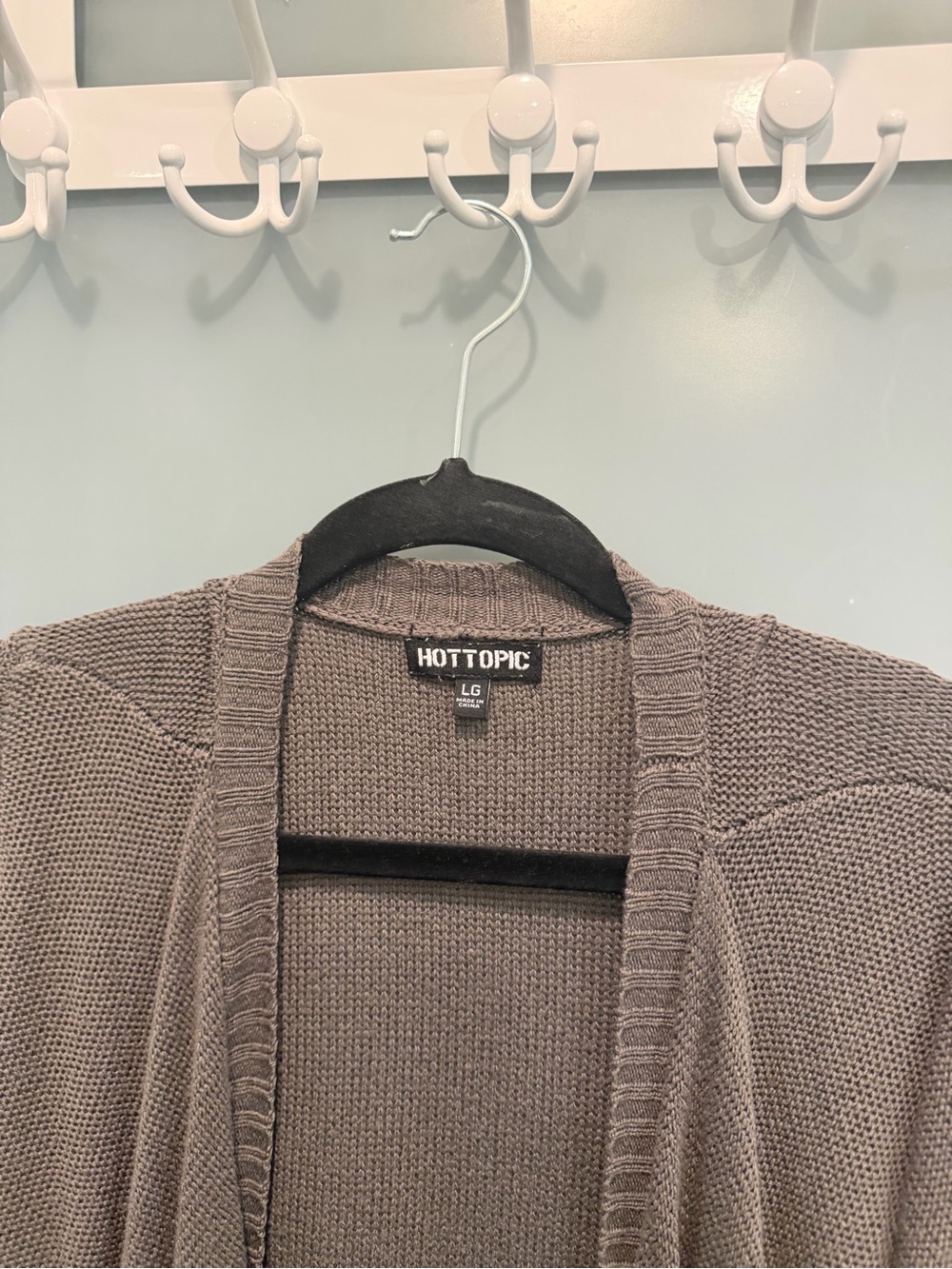 Hot Topic Women's Taupe Open-Front Knit Cardigan